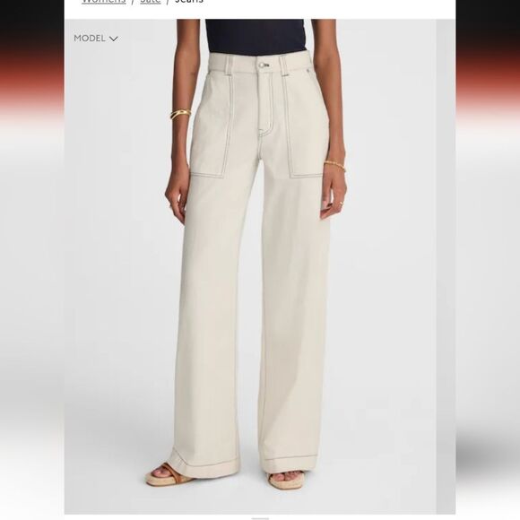 NWT Madewell Superwide-Leg Utility Jeans Canvas Beige Cream White Sz 33 - Picture 11 of 14